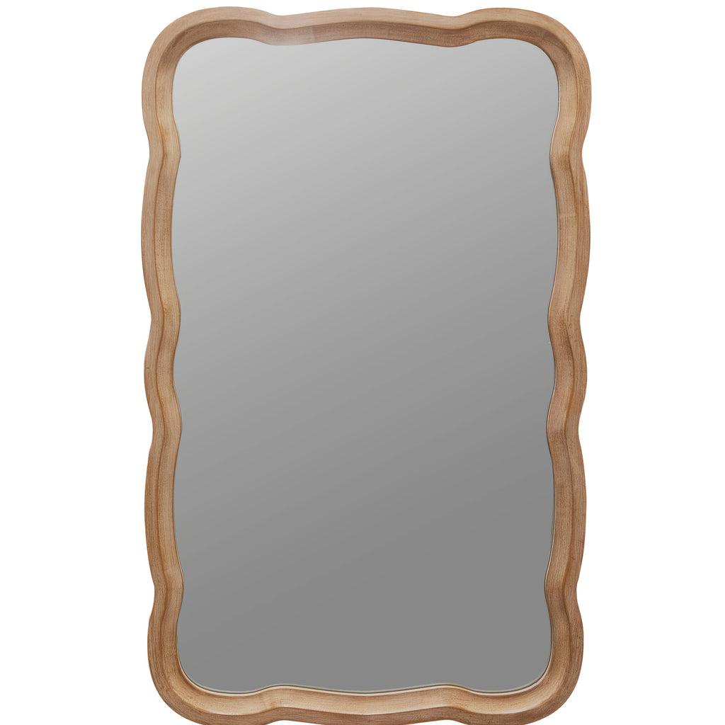Farmhouse Curved Wood Frame Accent Mirror, Farmhouse French Country Decorative Wall Mirror