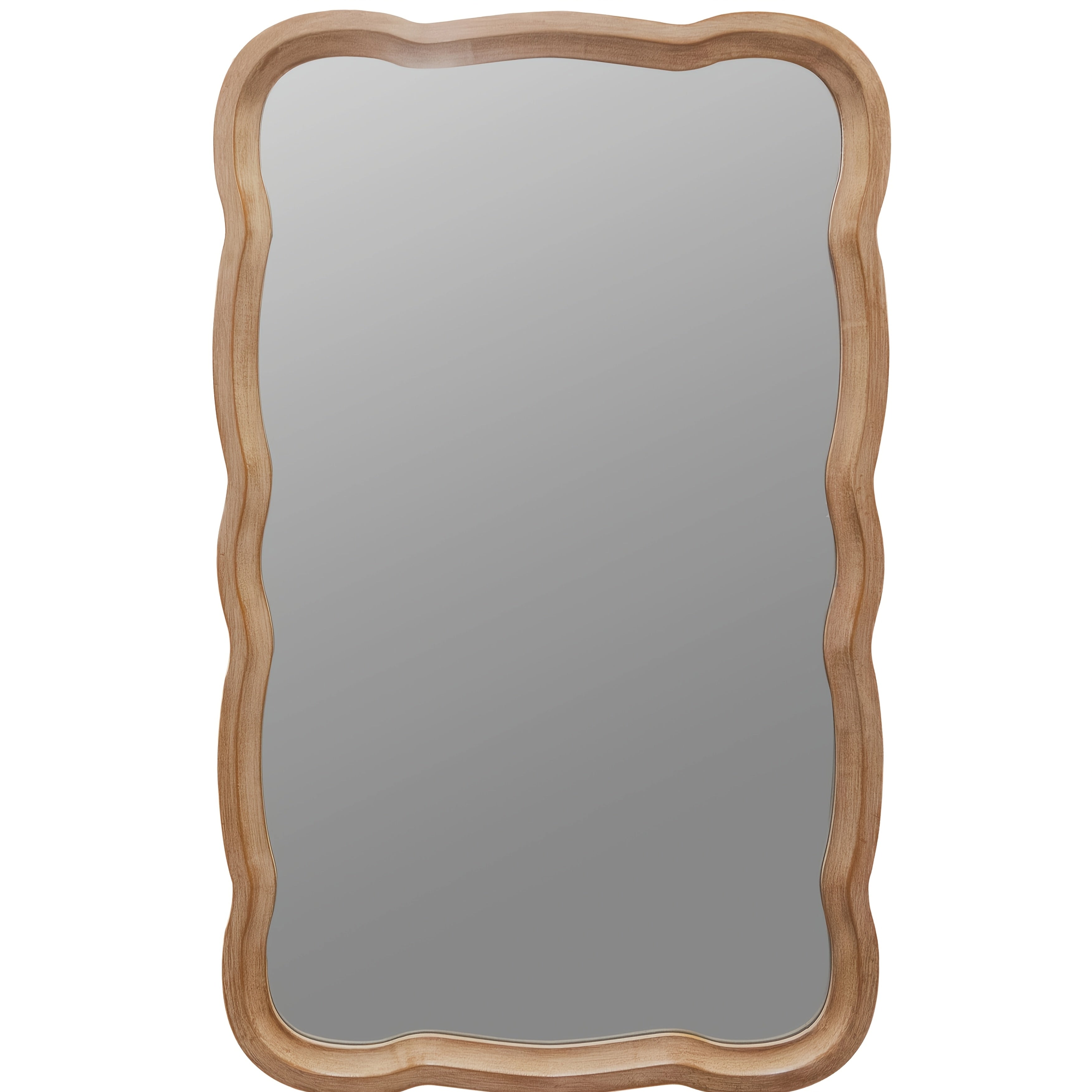 Farmhouse Curved Wood Frame Accent Mirror, Farmhouse French Country Decorative Wall Mirror