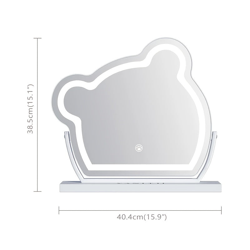 Bear LED Makeup Mirror with Light & Touch Sensor, Touch-Activated & Dimmable Color Adjustable Mirror, Cute Bear Vanity Mirror Suitable for, Salon, Dressing Table - Low Voltage Operation
