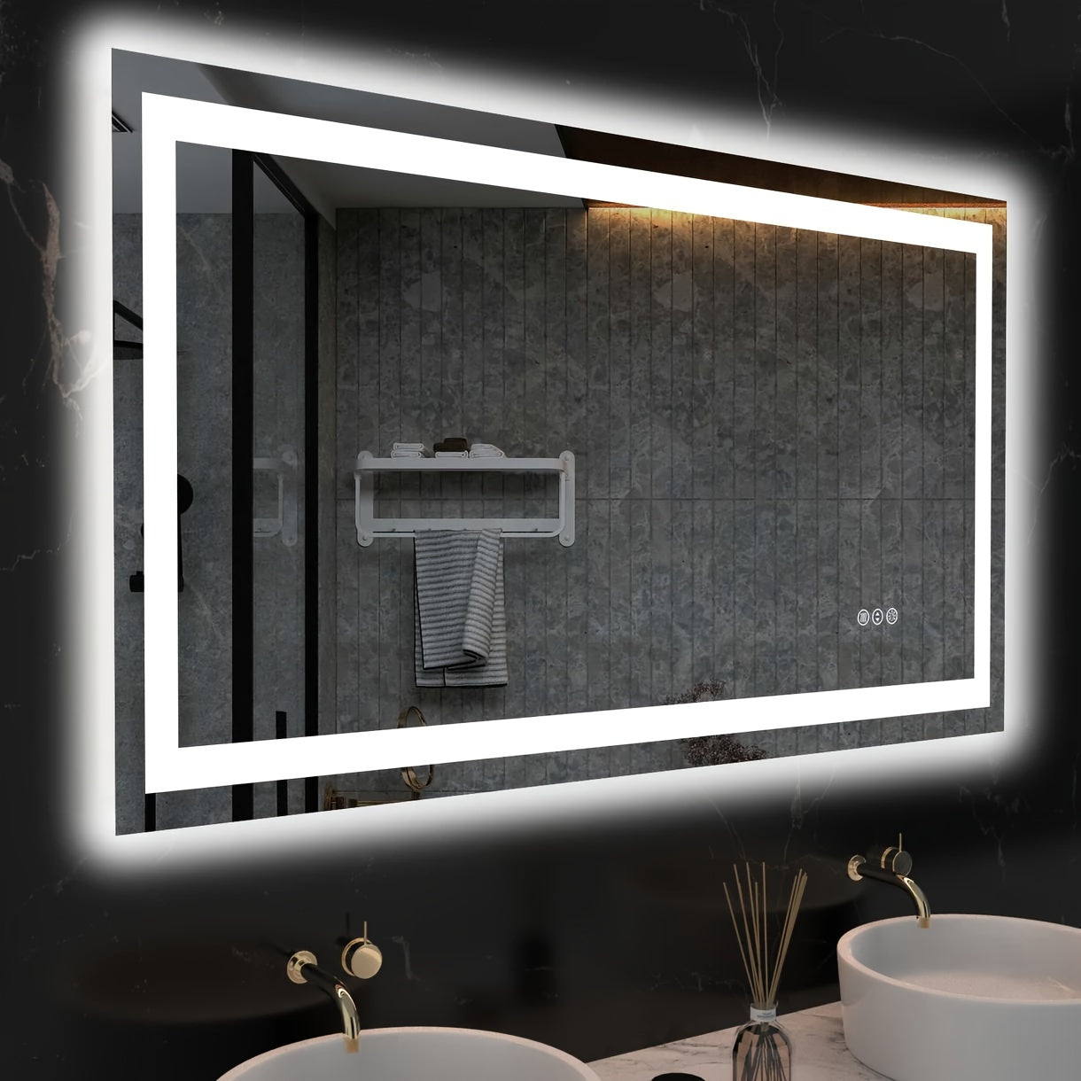 AMORHO Inch LED Bathroom Mirror - Anti-Fog, Shatterproof Tempered Glass, Large Modern Vanity Mirror for Bathroom & Dressing Room, Perfect for Homeowners\u002FHotel\u002FApartment (Front & Backlit)2025