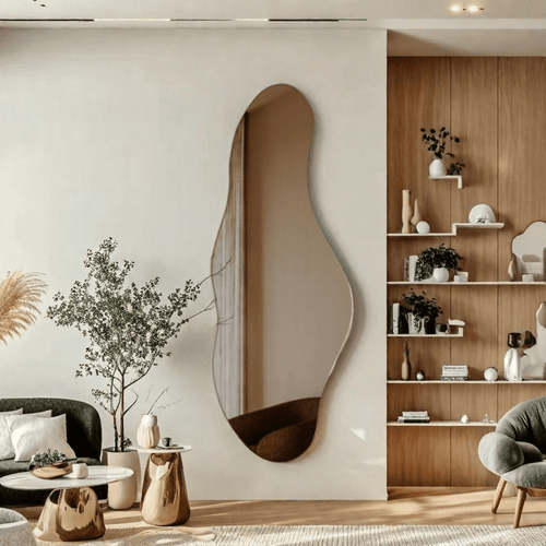 1pc Artistic Acrylic Mirror Artistic Irregular Acrylic Self-Adhesive Mirror - 1pc Easy Install No Drilling, Space-Saving Wall-Mounted Design for Bathroom, Entryway, Closet, Study, Bedroom Wardrobe & Door