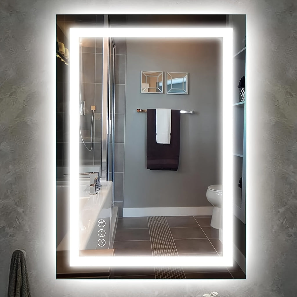 AMORHO Inch LED Bathroom Mirror - Anti-Fog, Shatterproof Tempered Glass, Large Modern Vanity Mirror for Bathroom & Dressing Room, Perfect for Homeowners\u002FHotel\u002FApartment (Front & Backlit)2025