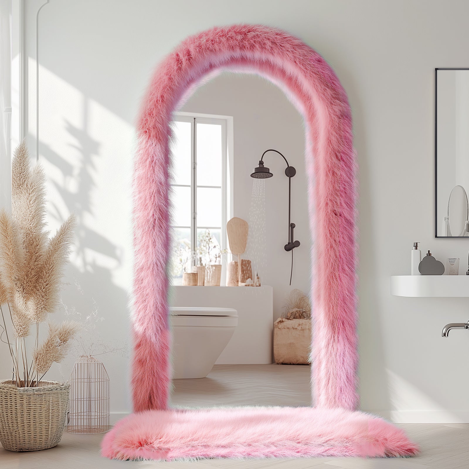 Curved Mirror, Tall Mirror for Leaning Or Hanging on The Wall, Complete Body Mirror for Bathroom Decor, Ideal for Christmas And Halloween Home Decoration, Presents