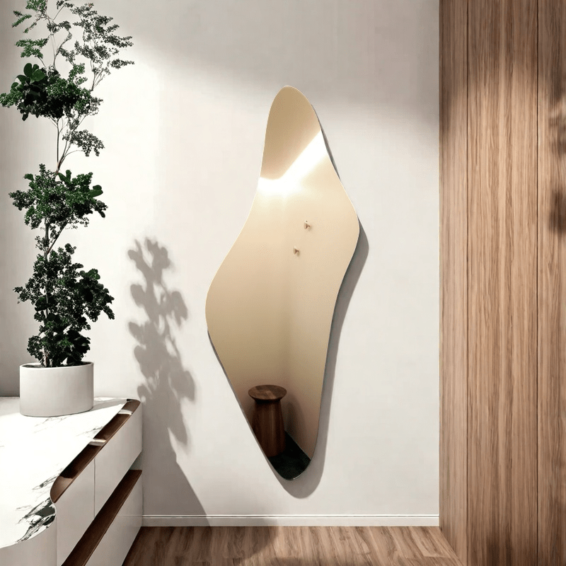 No-Drill Self-Adhesive Acrylic Full-Length Mirror - Irregular Shape, High-Definition Distortion-Free Reflection, Classic Vertical Wall-Mounted Mirror for Dormitories, Bedrooms, Bathrooms, And Home Decor, Stylish Design with Durable Materials