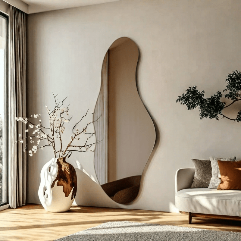 1pc Artistic Acrylic Mirror Artistic Irregular Acrylic Self-Adhesive Mirror - 1pc Easy Install No Drilling, Space-Saving Wall-Mounted Design for Bathroom, Entryway, Closet, Study, Bedroom Wardrobe & Door