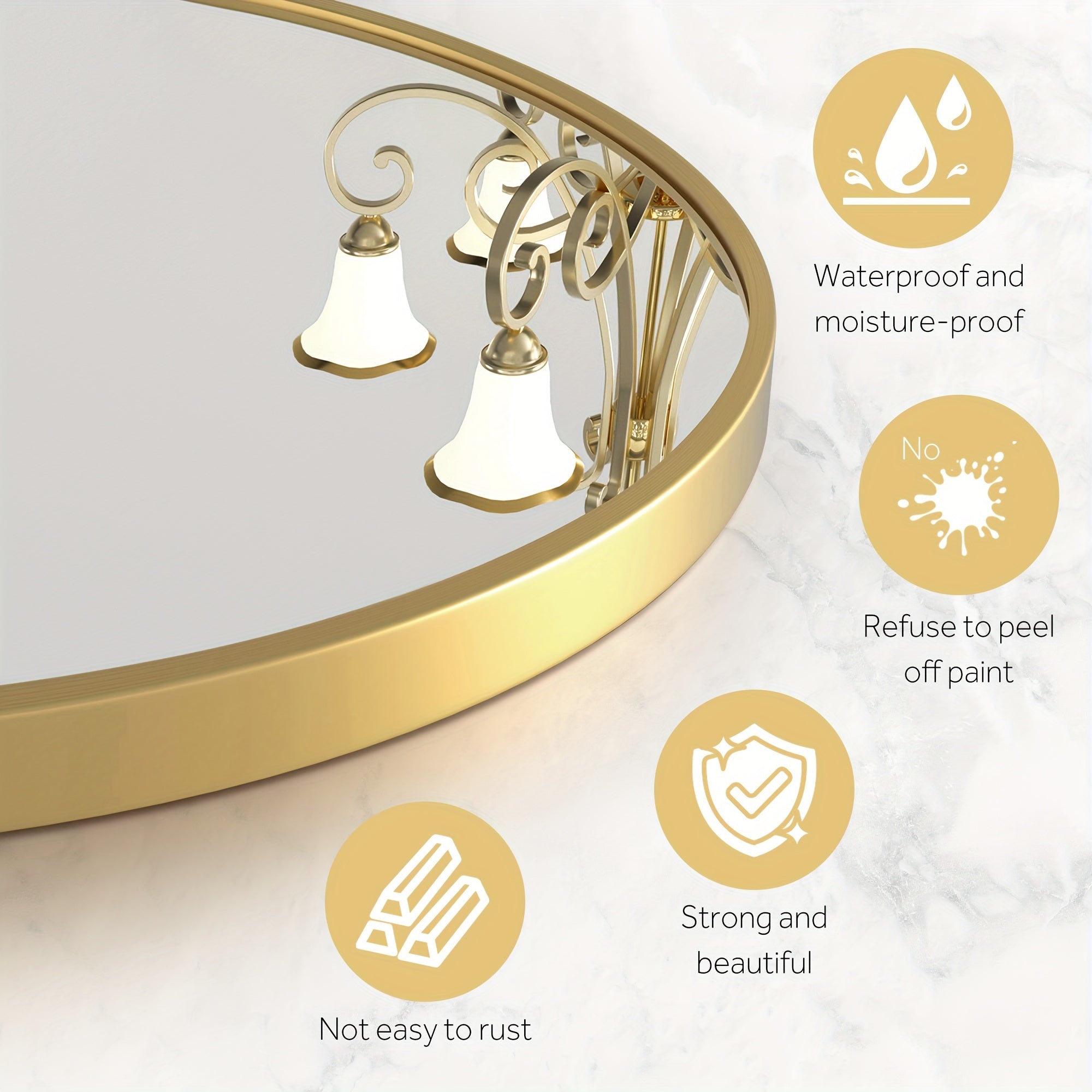 Asymmetrical Decorative Golden Wall Mirror - Aviation Aluminum Alloy Frame for Bathroom, Bedroom, Living Room, Cloakroom, And Entryway