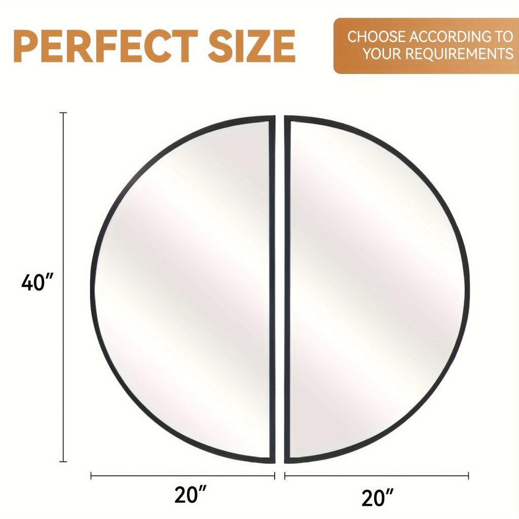 Wall Mirror-Bathroom Mirror Metal Frame Half Circle Mirror DIY For Bathroom, Bedroom, Living Room, Cloakroom, Entryway