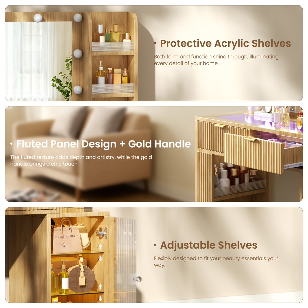 Hollywood Style Makeup Vanity Desk with Large 37\