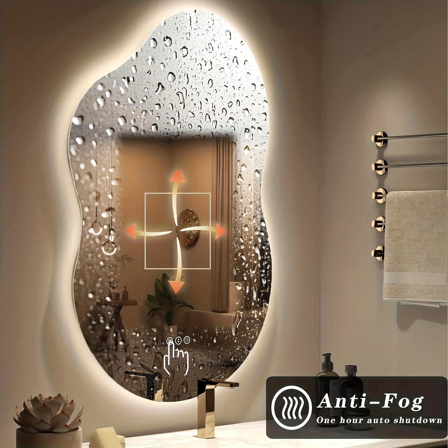 Cloud Shaped Bathroom Mirror | Smart Vanity Mirror with LED Lights, Fog-Free Dimmable Backlit, Memory Function for Horizontal\u002FVertical Mount, Intelligent Bathroom Lighting System