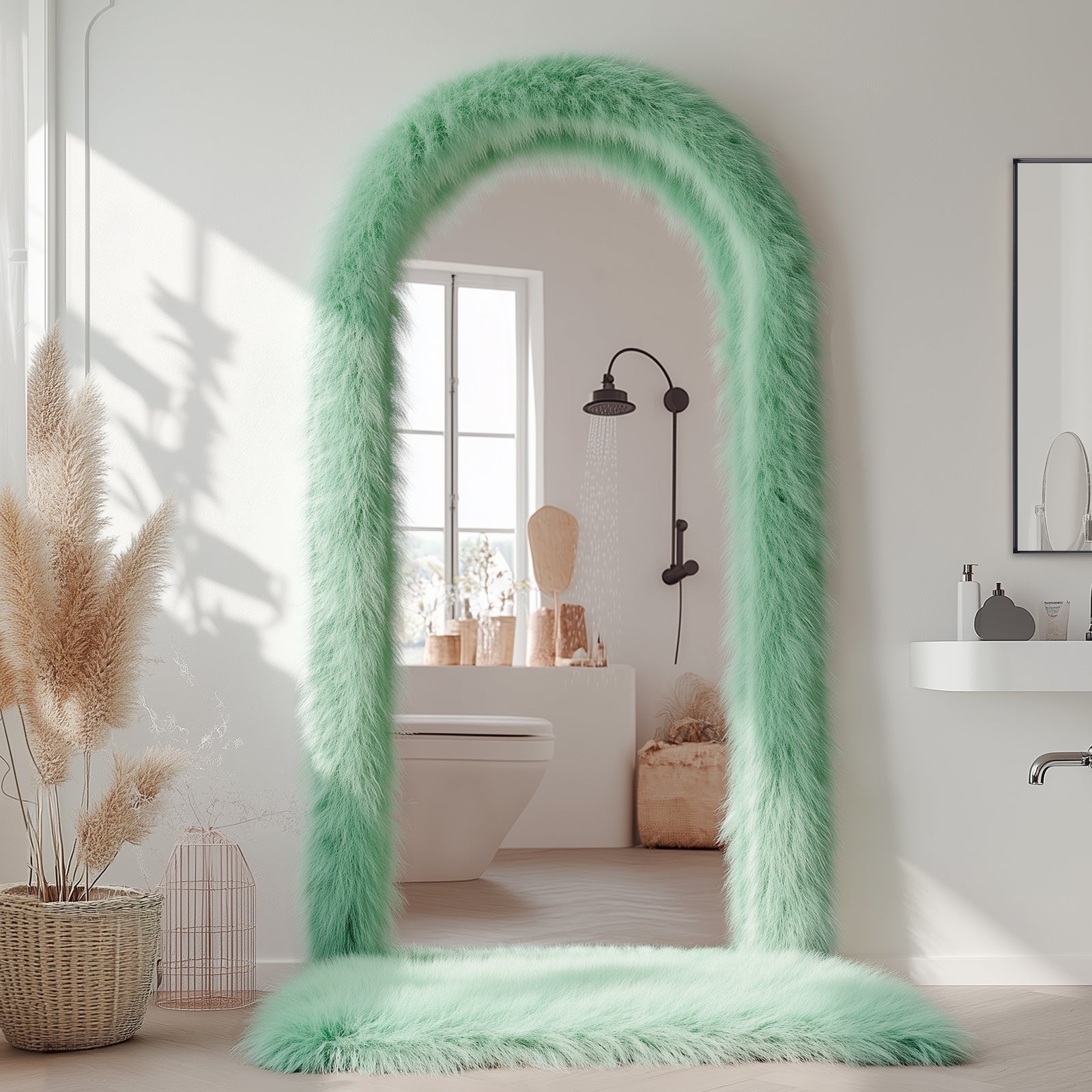 Curved Mirror, Tall Mirror for Leaning Or Hanging on The Wall, Complete Body Mirror for Bathroom Decor, Ideal for Christmas And Halloween Home Decoration, Presents