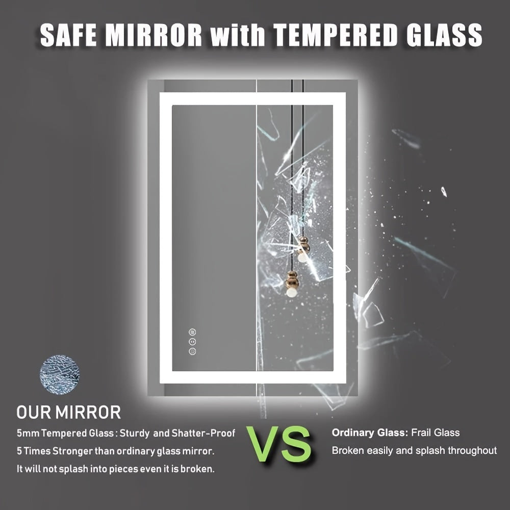 AMORHO Inch LED Bathroom Mirror - Anti-Fog, Shatterproof Tempered Glass, Large Modern Vanity Mirror for Bathroom & Dressing Room, Perfect for Homeowners\u002FHotel\u002FApartment (Front & Backlit)2025