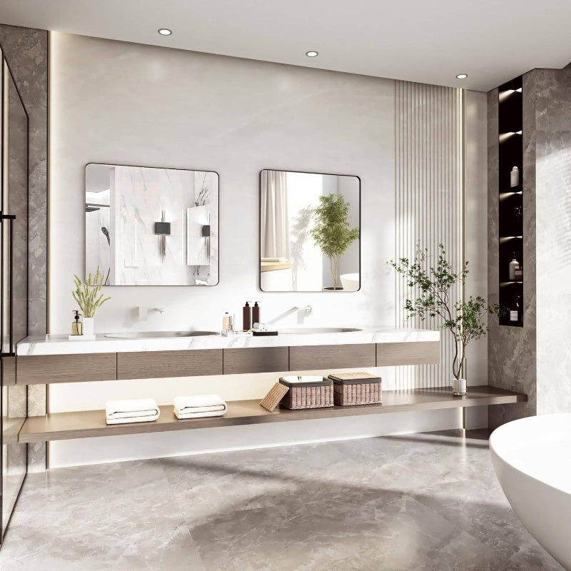 Large Wall\u002FMountable Bathroom Mirror 30x36 Inch - Modern Full-Length Vanity Mirror with Tempered Glass & Metal Frame Suitable for Bathroom, Dressing Room - Horizontally or Vertically Hanging