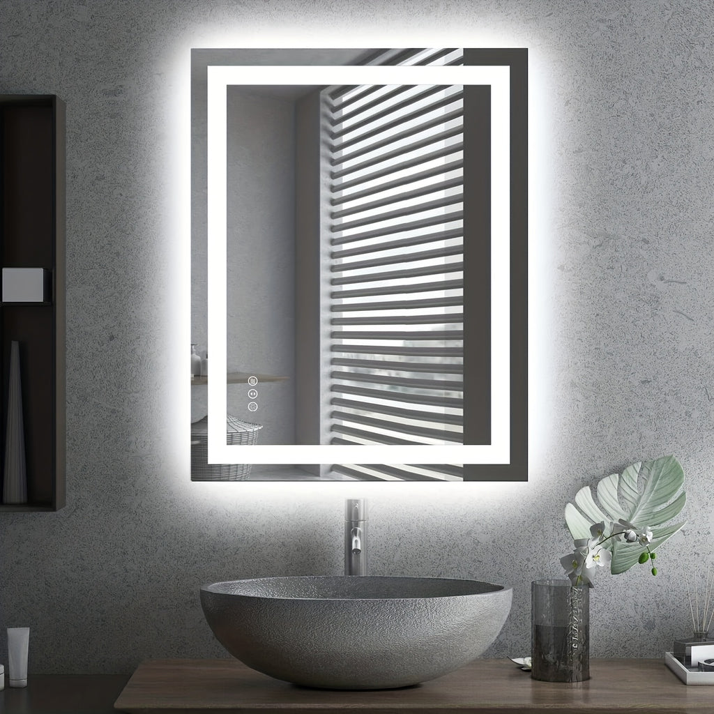 AMORHO Inch LED Bathroom Mirror - Anti-Fog, Shatterproof Tempered Glass, Large Modern Vanity Mirror for Bathroom & Dressing Room, Perfect for Homeowners\u002FHotel\u002FApartment (Front & Backlit)2025