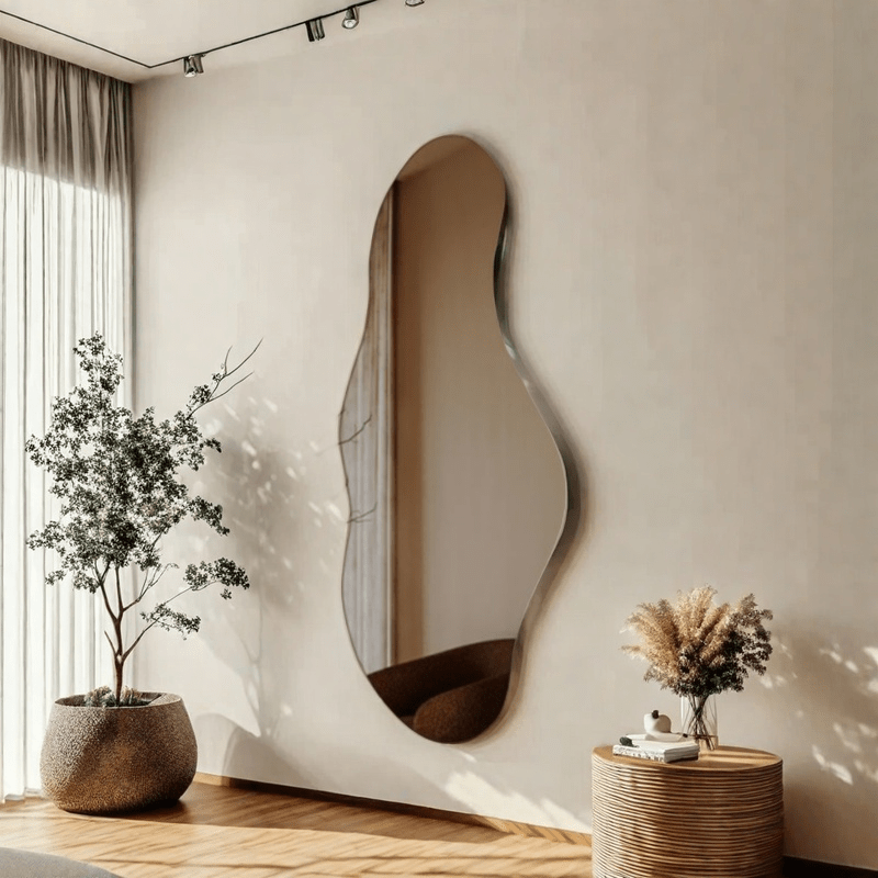 1pc Artistic Acrylic Mirror Artistic Irregular Acrylic Self-Adhesive Mirror - 1pc Easy Install No Drilling, Space-Saving Wall-Mounted Design for Bathroom, Entryway, Closet, Study, Bedroom Wardrobe & Door