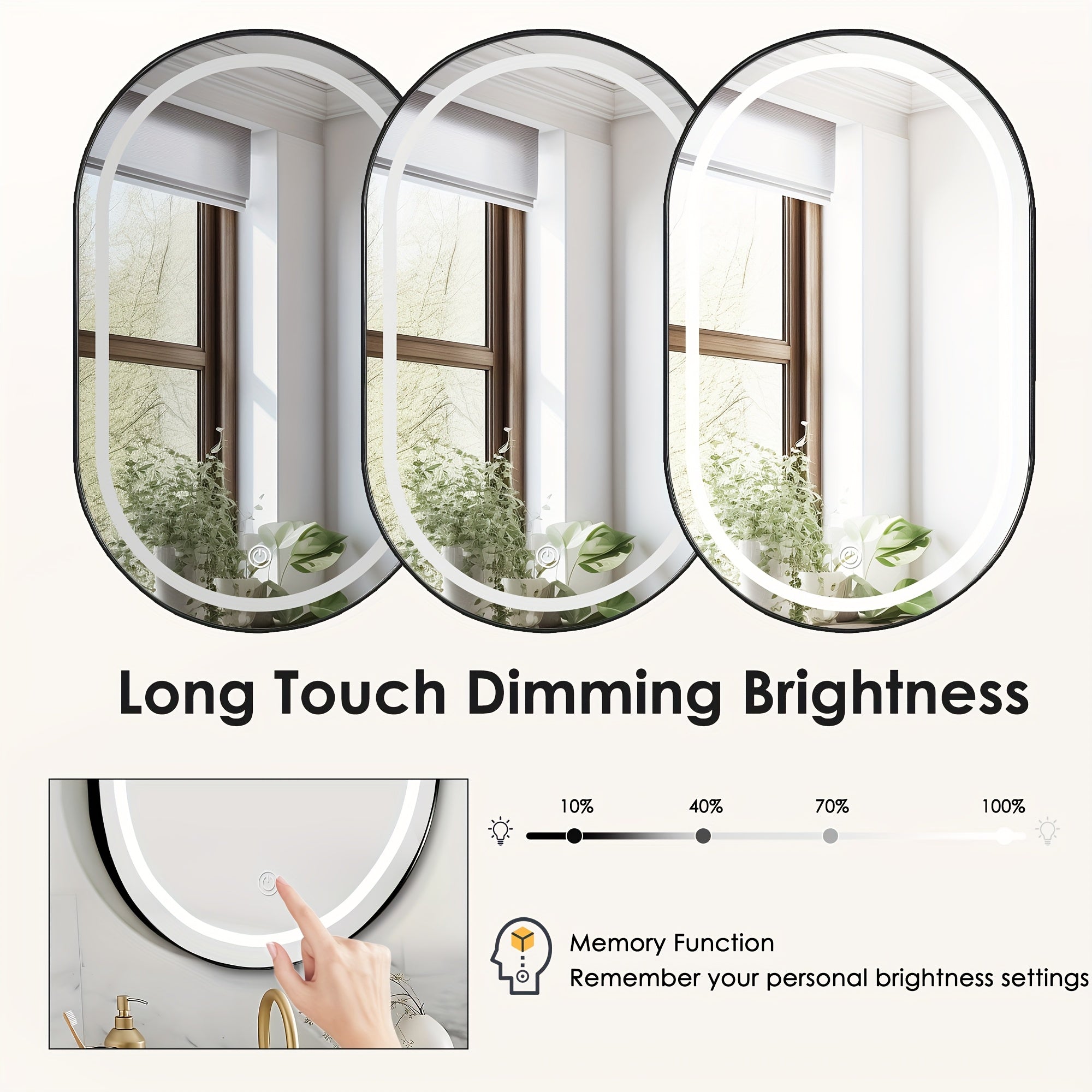 SOGES Modern Wall-Mounted Mirror Medicine Cabinet with Adjustable LED & Shelves - Oval Bathroom Storage Unit, Deep Metal Frame Suitable for Bathroom, Space-Saving Medicine Cabinet for, Doors\u002FHardware Color Options