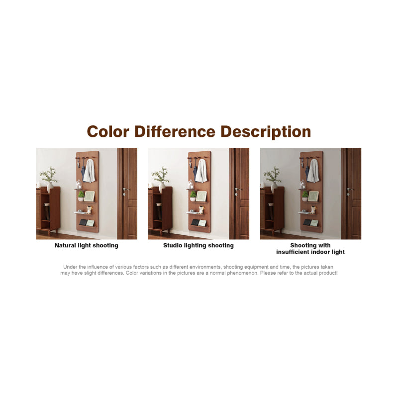 Full-Length Wall Mirror with Storage Shelf & Hooks - Arched Top Design Full Body Mirror with Multifunctional Panel, Space-Saving Vertical\u002FHorizontal Mount, Walnut Finish - Sturdy Glass Construction for Bedroom, Living Room, Entryway - 47.6\