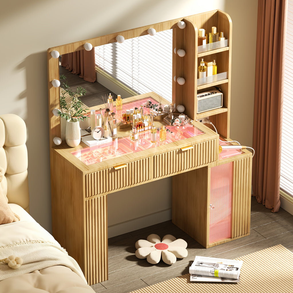 Hollywood Style Makeup Vanity Desk with Large 37\