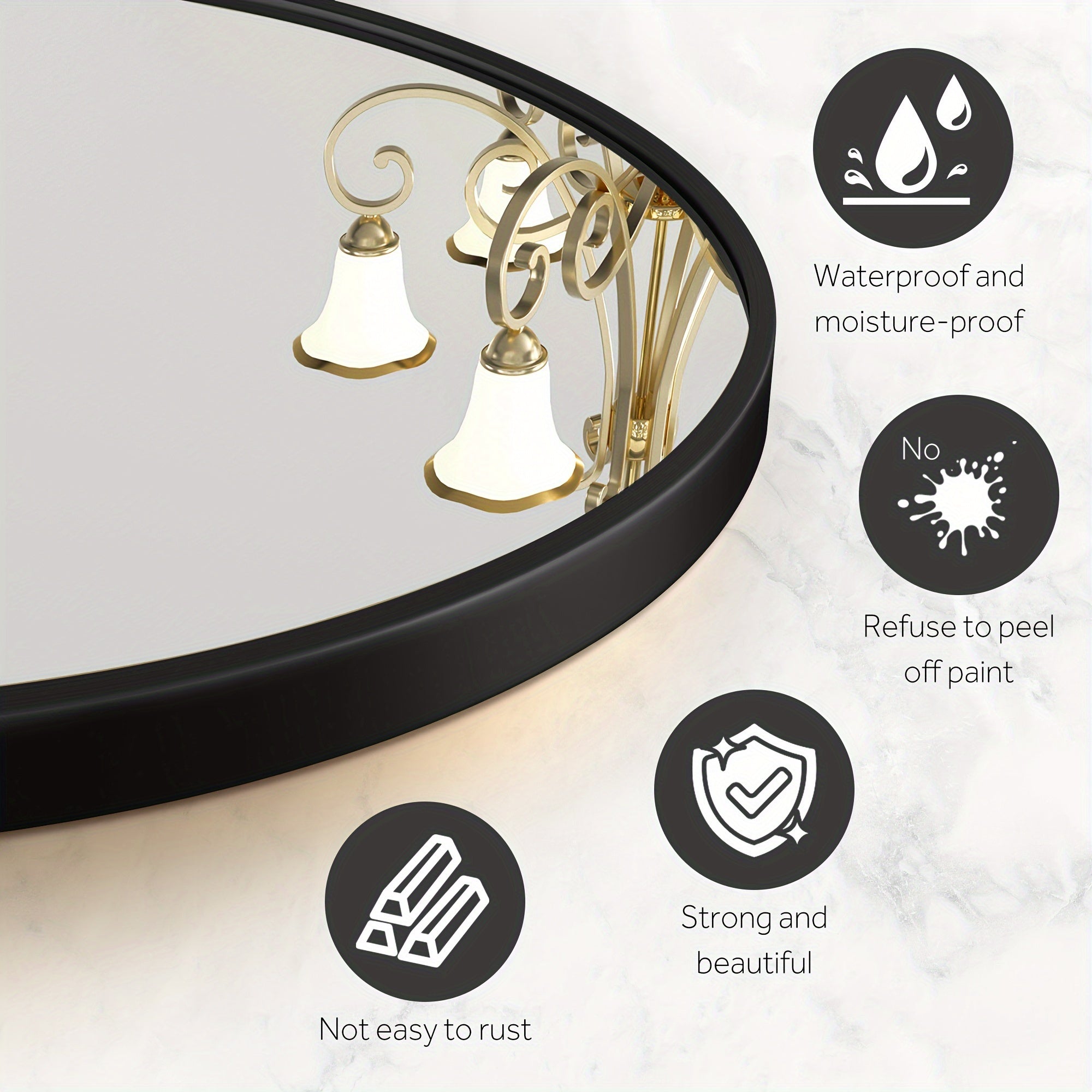 Irregular Wall Mirror - Wall Mirrors Decorative Black Asymmetrical Mirror Aviation Aluminum Alloy Frame For Bathroom, Bedroom, Living Room, Cloakroom, Entryway