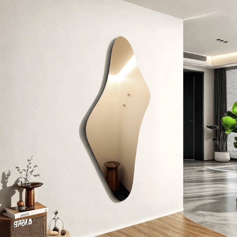 No-Drill Self-Adhesive Acrylic Full-Length Mirror - Irregular Shape, High-Definition Distortion-Free Reflection, Classic Vertical Wall-Mounted Mirror for Dormitories, Bedrooms, Bathrooms, And Home Decor, Stylish Design with Durable Materials