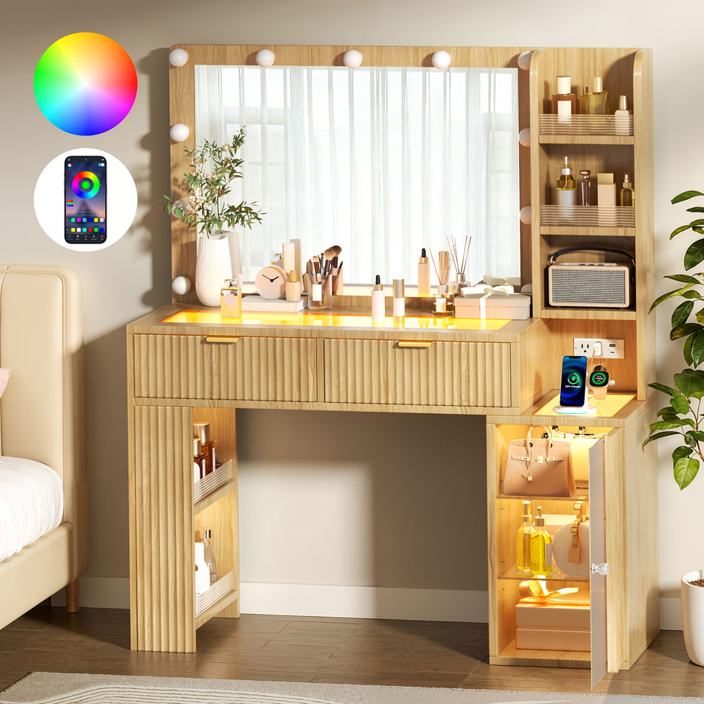 Hollywood Style Makeup Vanity Desk with Large 37\