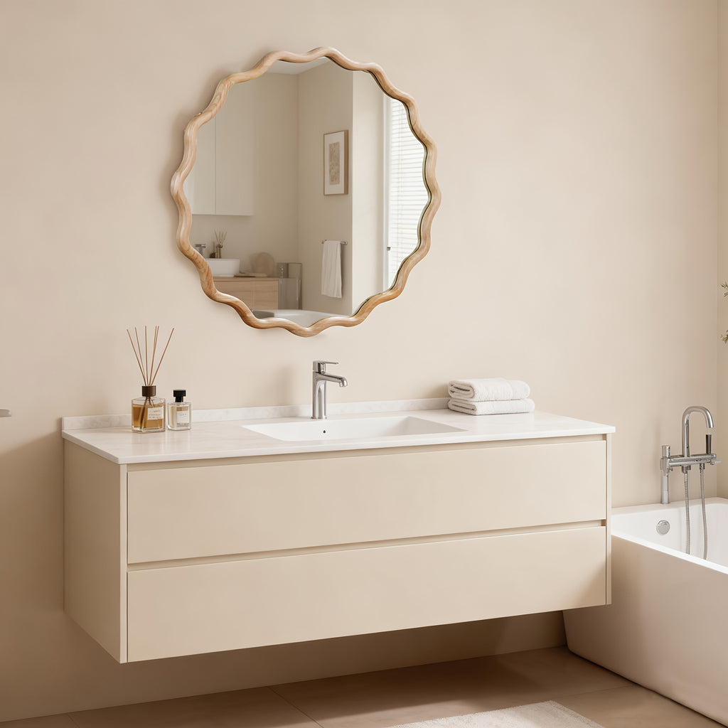 30 Inch Round Large Wall Mirror with Natural Wood Frame - Mirror for, Bathroom, Dressing Room - Rustic Modern Farmhouse Decor - Wall-Mounted (Fits Birch Wood, other natural woods)