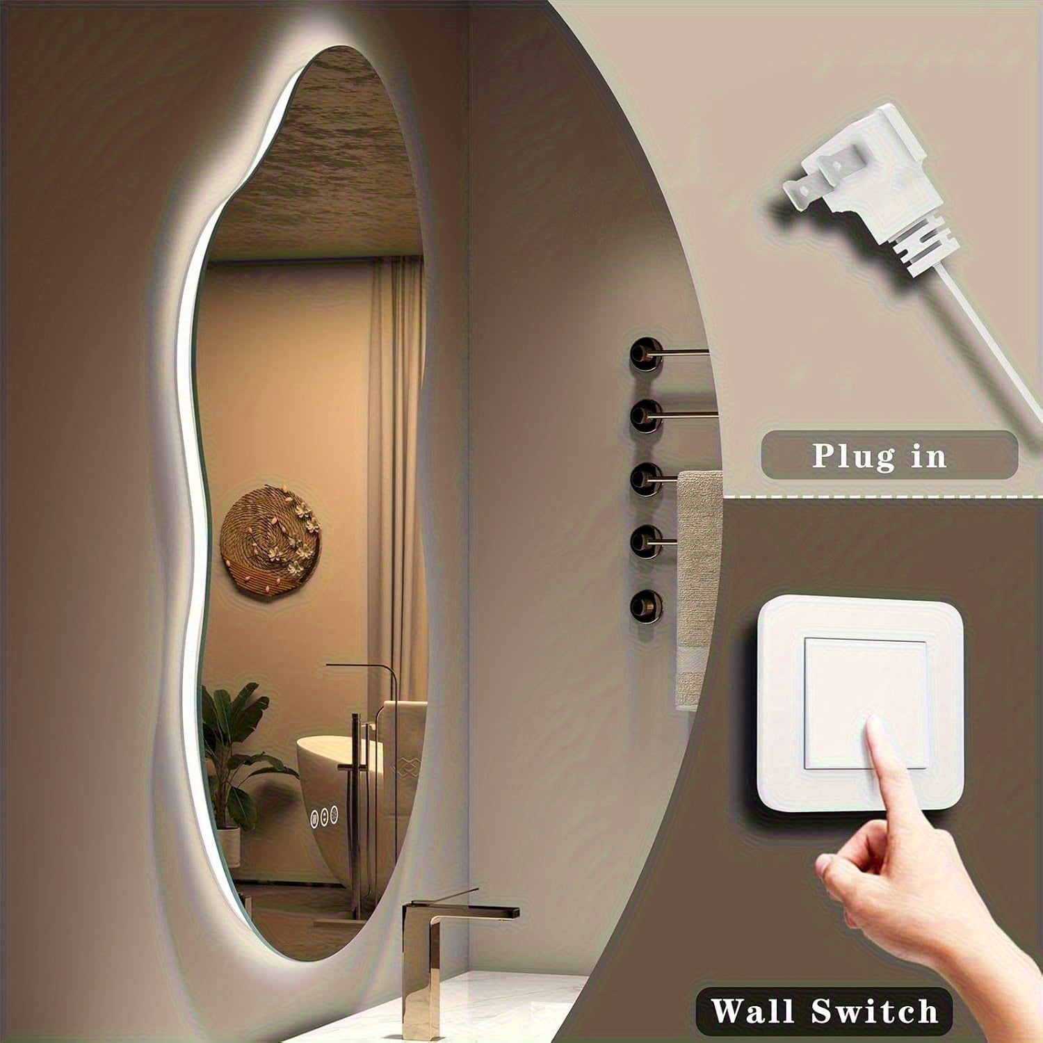 Cloud Shaped Bathroom Mirror | Smart Vanity Mirror with LED Lights, Fog-Free Dimmable Backlit, Memory Function for Horizontal\u002FVertical Mount, Intelligent Bathroom Lighting System
