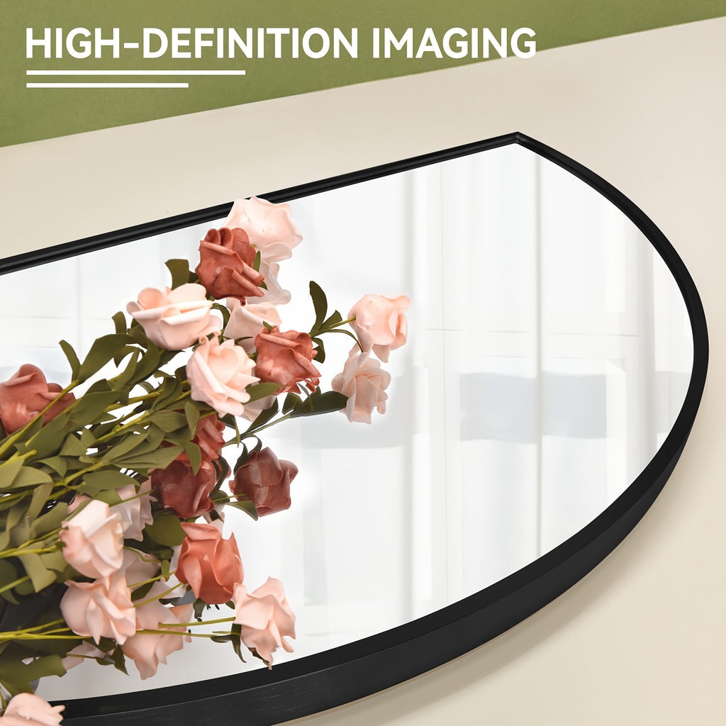 Wall Mirror-Bathroom Mirror Metal Frame Half Circle Mirror DIY For Bathroom, Bedroom, Living Room, Cloakroom, Entryway