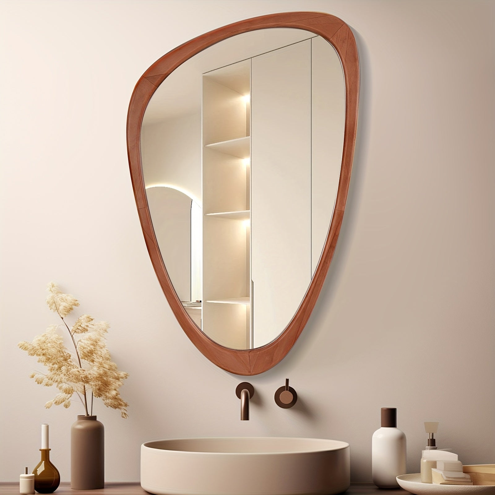 WallBeyond Chic Pebble-Shaped Asymmetric Mirror, 30.5\