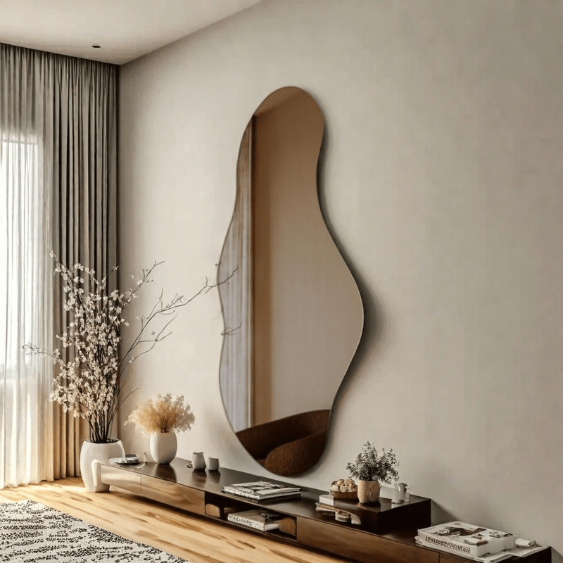 1pc Artistic Acrylic Mirror Artistic Irregular Acrylic Self-Adhesive Mirror - 1pc Easy Install No Drilling, Space-Saving Wall-Mounted Design for Bathroom, Entryway, Closet, Study, Bedroom Wardrobe & Door