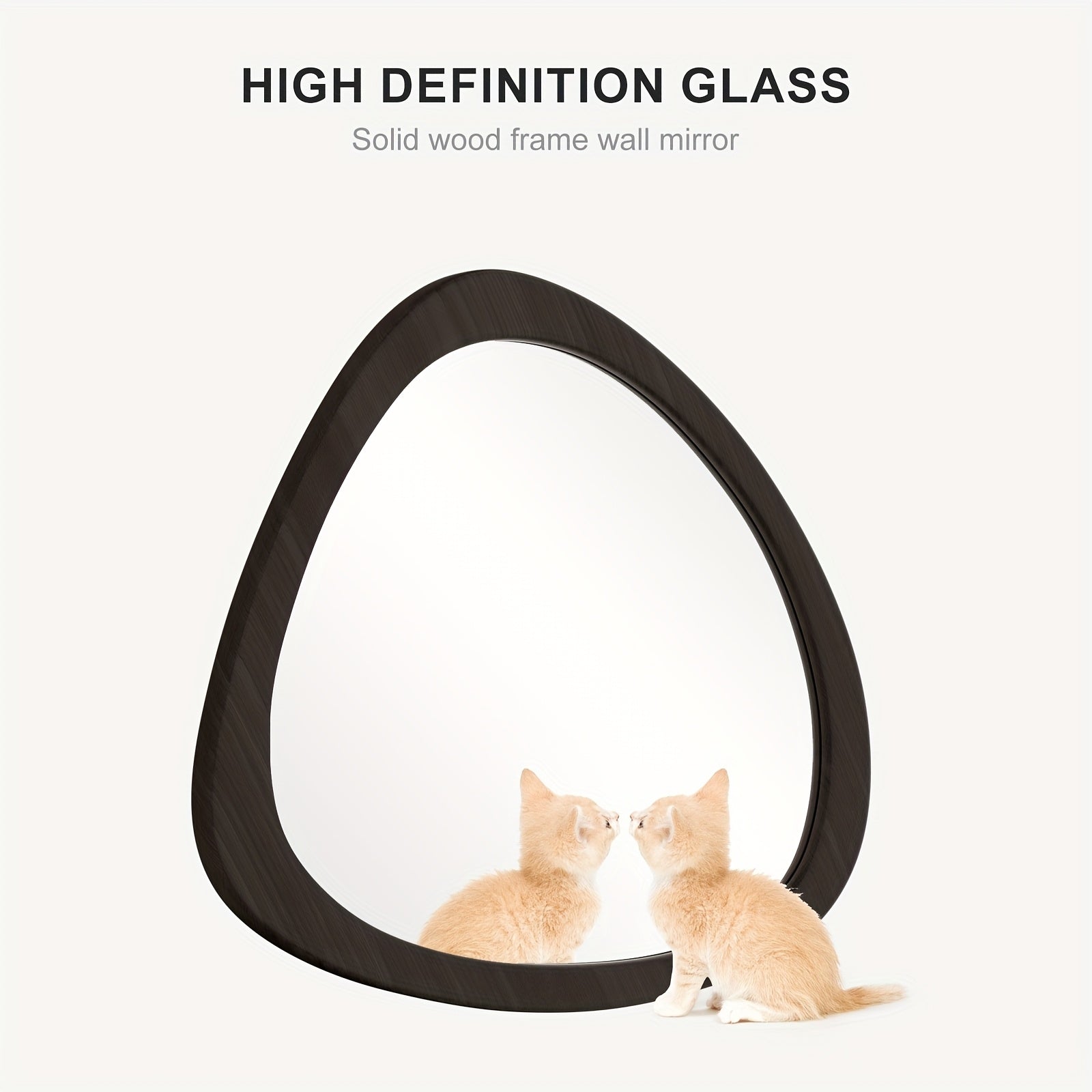 1pc 19*23in Fashionable Pebble Asymmetric Wood Mirror For Home Decor, Bathroom And Living Room, Wall-Mounted Vanity Mirror, Natural, Walnut And Black